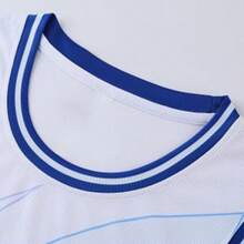 2pcs Customized Men's Basketball Jersey Set, Personalized Basketball Uniform With Name, Number, Logo, Sleeveless Tank Top And Shorts, Team Sports Apparel, Gift For Friends - Blue and White - View 3