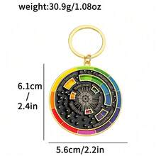 1pc Rotating Color Wheel Keychain, Artist Color Theory Guide, Metal Key Ring, Painter Designer Art Student Gift, Bag Charm - Multicolor - View 3