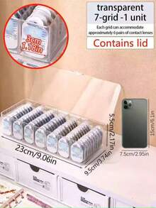 1 hộp đựng kính áp tròng dùng một lần hàng ngày, hộp đựng trong suốt chống bụi dung tích lớn có nắp đậy - Trong sáng - Xem 2