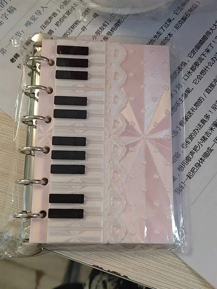 Portable A7 Loose‑Leaf Notebook, Piano Keyboard Lace Dotted Cover 6‑Ring Binder, Creative Travel Journal For Students DIY Hand‑Account Supplies - A - View 1