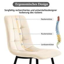 Dining Room Chair (4 Pieces), Beige, Set Of 4 Upholstered Chairs, Design Chair With Backrest, Seat Made Of Velvet, Frame Made Of Metal, 70.5 X 66 X 45 Cm - White - View 7