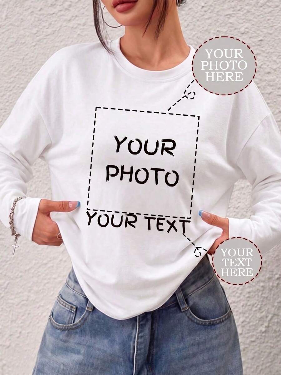 Custom Women's Long Sleeve T-Shirt, Personalized Sports Gift, Photo Gift. White - White - View 1