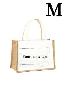 Personalized Custom Embroidered Name Canvas Linen Tote Bag, Large Capacity Handbag, Bridesmaid Gift Bag, Casual Commuter Shopping Shoulder Bag For Women - Multicolor - View 10