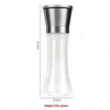 Salt And Pepper Grinder Tall Size - Black Pepper,Herb Shakers Mill Refillable Manual - Stainless Steel Lid - Adjustable Coarseness - Glass Material- Fits In Home,Kitchen,Barbecue - Transparent - View 12