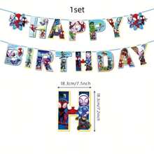 Cartoon Theme Spider Hero And His Magical Friends Birthday Party Decoration Banner Disposable Tableware Tablecloth Paper Plates Paper Cups Napkins - Multicolor - View 2