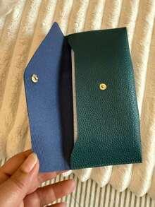 1 buah Dompet Amplop Uang yang Dapat Digunakan Kembali, Dompet Panjang Minimalis Warna Polos, Dompet Kasual Modis, Tempat Kartu Amplop Multifungsi, Cocok Untuk Pria dan Wanita (Kancing, Warna Bagian Dalam Acak) - MultiWarna - View 7