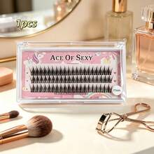 Pestañas postizas de ángel segmentadas de 60 racimos, pestañas de racimo único con tallo largo negro natural autoadheribles, set de cosméticos para maquillaje de ojos DIY en casa para principiantes, maquillaje de elfo, regalo para citas y vacaciones - Ver 11