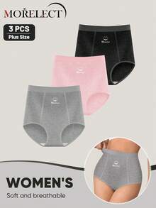 Morelect 3 piezas de bragas de cintura media-alta para mujer, bragas triangulares de uso diario, estilo minimalista, transpirables y amigables con la piel - Multicolor - Ver 5