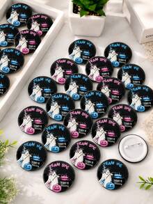 30pcs Gender Reveal Boy Girl Team Brooches, Halloween Button, Gender Reveal Pins, Ghost Pins, Baby Shower Badges, Halloween Decorations, Halloween Party Supplies, Baby Shower Supplies, Suitable For Gender Reveal Party Games And Baby Shower Decorations, Boy Girl Team Brooches - Multicolor - View 3