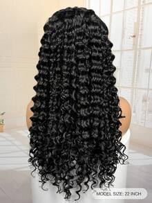 22 Inch Natural Corn Braid Woven Wig, Synthetic Fiber 13x6 Lace Front Jerry Curl Braided Wig With Baby Hair, Halloween - Black - View 7