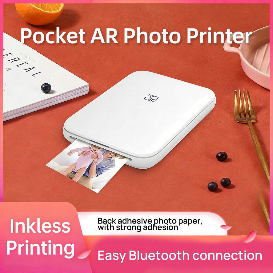 HPRT Printer Foto Saku MT53, printer mini portabel untuk rumah, Bluetooth nirkabel, warna 3 inci, kertas foto berperekat, video AR, printer termal multi-Bluetooth.