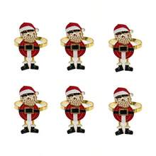 6pcs/Set Unisex Elderly Napkin Rings, Christmas Napkin Holders, Home Tabletop Decor, Dining Table Napkin Decoration, Suitable For Holiday Party Table Decor, Restaurant Tabletop Display, Christmas Gift Category: Napkin Rings - Multicolor - View 13