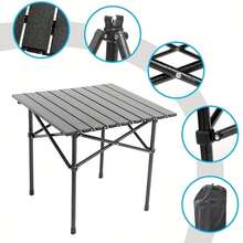 Picnic Folding Table And Chairs - Black Square Table - View 1