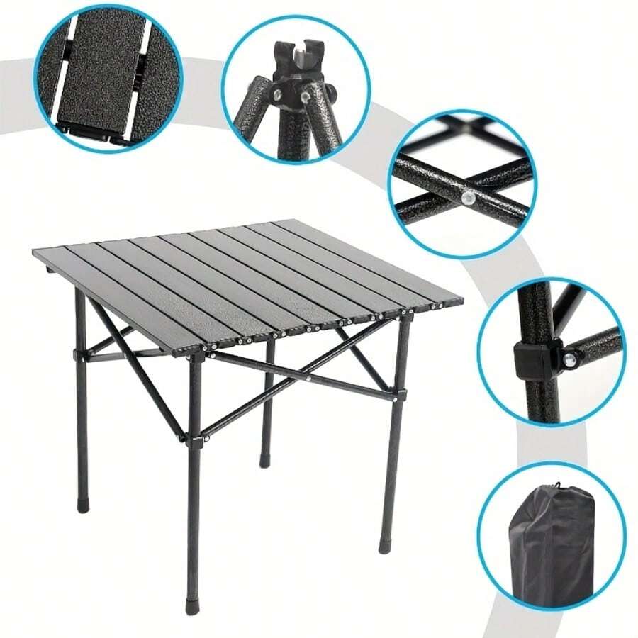 Picnic Folding Table And Chairs - Black Square Table - View 1