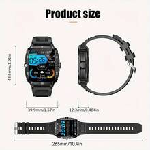 EIGIIS Smartwatch para hombres de 1,96 pulgadas, resistente al agua 3ATM, duradero, smartwatch deportivo con batería de 430mAh, monitoreo del sueño, función de llamada al aire libre, compatible con iOS y Android - Carcasa negra de plástico negro + camuflaje verde - Ver 8
