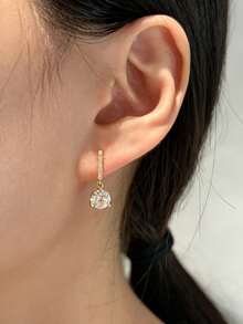 XUJIA 1 Pair Moissanite Pendant Earrings For Women, D Color VVSI Clarity, 925 Sterling Silver, Wedding Anniversary Birthday Gift - EMO-323 - View 3