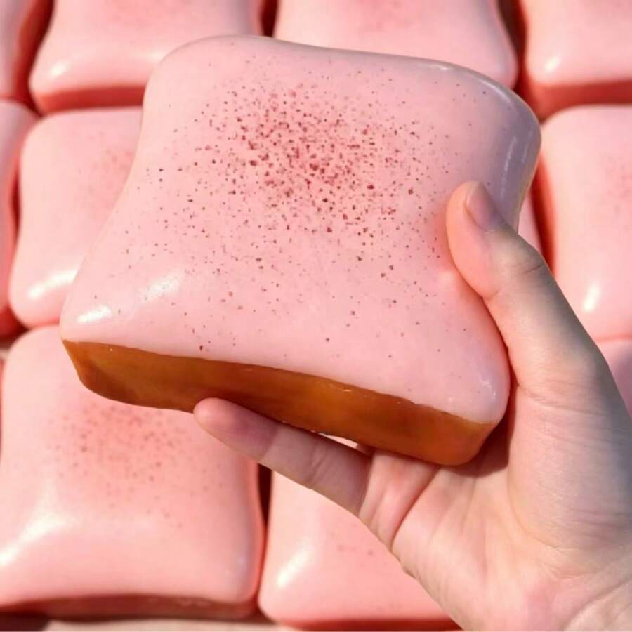 Butter Toast Stress Relief Squeeze Toy - Realistic Bread Prank Toy, Super Soft Rebound Squeezable Prop, Collectible Display - Holiday Gift For Friends. Random Color Sprinkles On Surface, Does Not Affect Product Quality - Multicolor - View 1