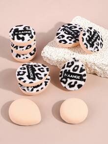 MAANGE 5/10pcs Black & White Leopard Print Professional Makeup Sponges, Dual-Use Dry & Wet, Soft Skin-Friendly Sponge, Suitable For Daily Makeup Use, Essential Travel Makeup Tool, Gift For Girls - Multicolor - View 5