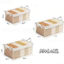 1pc Transparent Stackable Storage Box With Lid, Large Capacity With Handle, Space-Saving, Convenient For Organization, Multi-Functional Storage Box, Transparent Storage Organizer, Thickened Storage Box, Suitable For Home, Dorm, Bedroom, Closet And Other Places. Valentine's Day Sunny Travel Cool - Clear - View 9