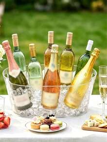 6.5L Party Ice Bucket, Large Plastic Beverage Cooler, Suitable For Champagne, Wine, Beer, Transparent Beverage Bucket, Suitable For Mimosa And Cocktail Bar, Portable Cooler Bucket, Suitable For Party Hosting And Service - View 3