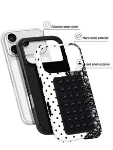Koolife Lace Print Phone Case, Smooth Hard Shell Design, Made Of TPU And Printed Material, Scratch-Resistant Durable Shockproof, Compatible With IPhone 11/12/13/14/15/16/17/18 Series (Including Pro And Pro Max Versions), Great Gift Choice - Black and White - View 2