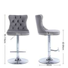 Swivel Velvet Barstools Adjustable Seat Height From 25-33 Inch,  Base Bar Stools With Backs Comfortable Tufted For Home Pub And Kitchen Island, Set Of 2,DE1712GY,Gray - 灰色 - 查看 7