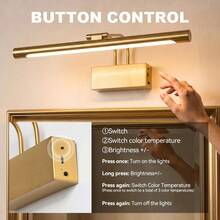 SEEDIQ Rechargeable LED Wall Light CRI 90+ Picture Light Battery Powered Wall Lamp Gold Color Suitable For Bedroom, Living Room, Gallery, Studio, Office, Study, Hallway, Staircase - Gold - View 7