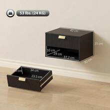 Modern Floating Wall Mounted Bedside Tables With Fluted Drawer For Bedroom And Living Room - Black - View 7