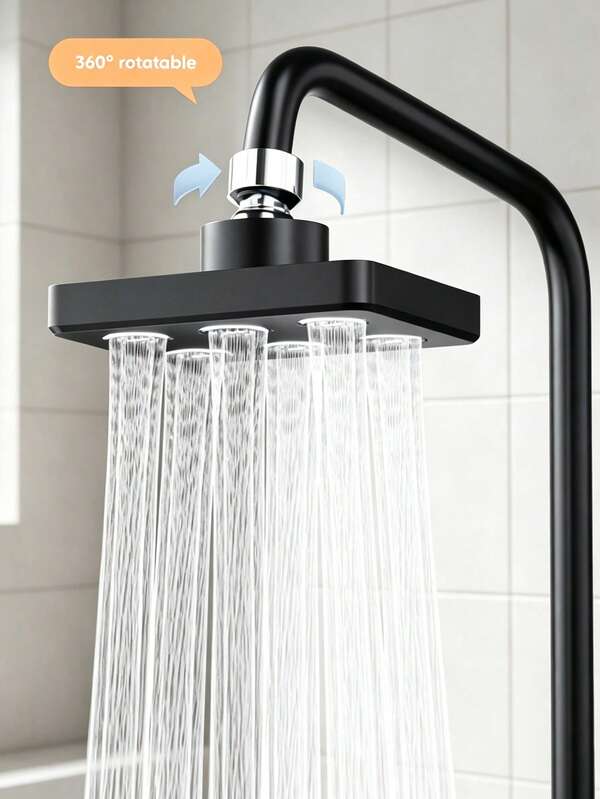Cabezal de ducha en forma de X para baño, cabezal de ducha cuadrado giratorio de 360° de alta presión, se puede usar como ducha de techo, sistema de ducha de rociado potente, diseño de panel extra grande ahorrador de agua, salida anti-obstrucción, estilo minimalista de lujo cuadrado, adecuado para hogar, hotel, apartamento, sala de ducha y baño de gimnasio, accesorio esencial para baño moderno y baño de RV, mejora tu baño, proporciona una experiencia de baño de lujo, opción ideal para regalos de vacaciones y renovación de baño
