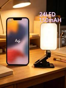 1pc Detachable Clip-On Phone Fill Light, With Adjustable Bracket, Adjustable White/Warm/Natural Light, Rechargeable, Compact And Portable, Suitable For Laptop/Phone/Tablet/Video Call/Makeup, Perfect For Selfie And Live Streaming, Portable Fill Light. Featuring Matte Back Design, Enhanced Texture, High Portability For Daily Use - Rectangular Style - View 12