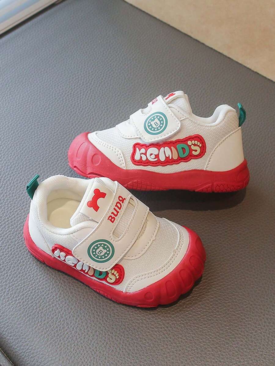 1 Pair Infant Toddler Walking Shoes Spring Autumn New Style Anti-Kick Closed Toe Functional Shoes Hook And Loop Soft Sole Children's Sports Shoes - Red - View 1