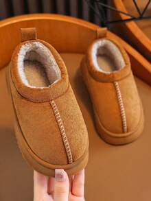Children's Snow Boots Autumn/Winter New Style Indoor/Outdoor Wearable Fuzzy Shoes Soft Sole Fashion Minimalist - Brown - View 5
