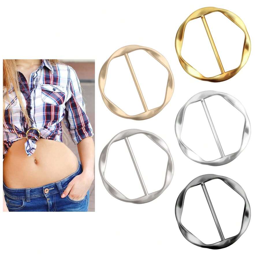 Multifunctional Alloy Buckle Set - Versatile, Versatile, Adjustable Length, Knotting, Suitable For Belts, Leather Belts And T-Shirts, Casual Pop Culture Style - Random Style - View 1
