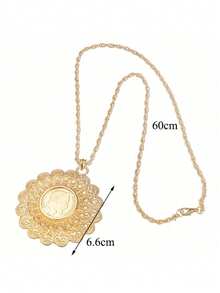 Herseygold 1pc Gold Plated Pendant Necklace, Middle Eastern Arabic Bridal Wedding Jewelry Party Birthday Gift - Yellow Gold - View 5