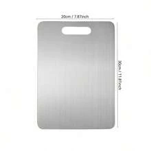 3pcs/1pc Silver Stainless Steel Cutting Board, Odor-Resistant, Stain-Resistant And Rust-Resistant, Kitchen Accessory, Kitchen Gadget, Essential Kitchen Item. Suitable For Large Cutting Board For Meat, Fruit, Vegetable, Bread And Baking Food On Kitchen Countertop, Easy To Clean And Durable, Christmas/Back To School. - Silver - View 10