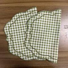 1/2/4件組鄉村風藝術多色經典刺繡格紋不對稱剪裁餐墊，適合居家裝飾、節日與婚禮 - 綠色 - 查看 10
