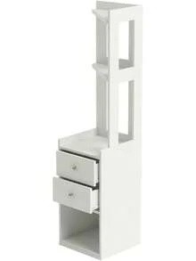 Mueble Esquinero de Melamina Color Blanco 45x40x160 cm | Estantería Organizadora Alta con 2 Cajones, 2 Repisas y 1 Compartimiento Abierto | Diseño Moderno Minimalista | para Sala, Oficina y Dormitorio | Fácil de Armar - Blanco - Ver 1