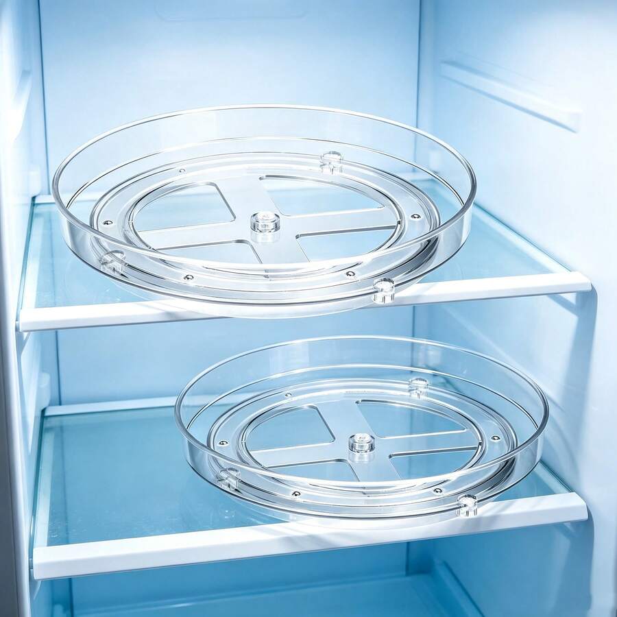 2 Sizes Rotating Storage Tray 23cm & 27cm Diameter, 360° Swivel Organizer For Spices, Storage Jars And Cosmetic Supplies - View 1