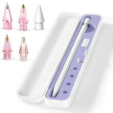 Pencil Case Compatible With Apple Pencil Pro/1st/2nd Gen/USB-C,Contain 5 Packs Compatible With Apple Pencil Tips Replacement Accessories (Purple Silicone Card Slot) - Multicolor - View 3