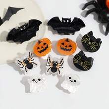 1pc New Halloween Fashion Bat Pumpkin Spider Ghost Black Cat Hair Claw Clip Hair Accessory - Multicolor - View 3