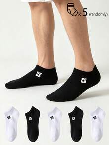 5 Pairs Of Men's Cotton Low Cut Socks,Short Socks,Breathable,High Elasticity,Suitable For Various Festivals,Leisure And Daily Wear,Random Colors - Multicolor - View 3