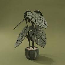 6Pcs Monstera Leaf Coaster Set With Planter Holder, Modern Green Stackable Non-Slip Beverage Coaster Set, Suitable For Living Room Office Desktop, Aesthetic Style - Multicolor - View 12