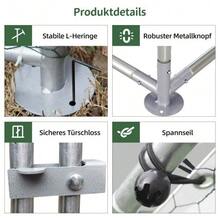 3x2x2m Outdoor With Security Lock And Waterproof PE Tarp, Metal Run For , Rabbits, And Other Small Animals - Silver - View 8