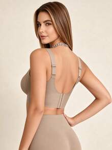 Lilivine Women's Seamless Bra - Adjustable Straps, Wireless Support, Suitable For Daily Wear, Super Soft & Breathable Fabric - Brown - View 4