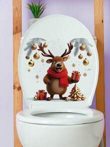 Christmas Wall Stickers Santa Claus Vintage Oil Painting Snowman Cartoon Reindeer Pattern PVC Removable Stickers For Fridge, Kitchen Cabinet, Living Room, Hallway Christmas Party Home Atmosphere Decoration - Wall Stickers - View 9