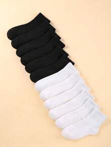 6/12/24 Pairs Of Black And White Youth Student Socks, Suitable For Daily Wear, Regardless Of Gender, Especially Suitable For Wearing During The School Year. - Multicolor - View 2