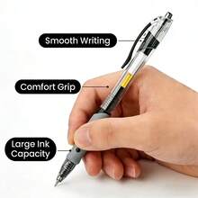 13pcs High-Capacity Gel Pen Set, 0.5mm Fine Point, 3 Pens + 10 Refills, Black Ink, Comfortable Grip, Quick-Drying, Smooth Writing, Ideal For Note-Taking And Writing, Perfect Office And School Supplies, Great Choice For Birthday Gifts - Sets - View 2
