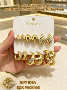 Betykuku 6/9/12/15 Pairs Gold European & American Fashion Stud Earrings Set For Women & Girls, Daily Casual Party Jewelry Gift - Gold Earring Set - View 7