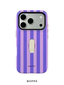 GIIPPA 1pc Purple Vertical Stripe Pattern Design, Phone 17 Pro Max Finger Strap Phone Case, Compatible With Phone 16 Pro Max, 15 Pro Max, 14 Pro Max, Korean Style High-End Fashion Fun Phone Case, Suitable For 11/12/13/14/15/16 Pro Max Plus, Elegant Design For Men And Women, Perfect Gift For Girlfriend On Christmas, Valentine's Day, Easter, Wedding Season And Birthday! - Purple - View 1