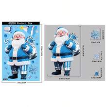 Christmas Stickers Blue Dream Crystal Ball Glass Decal Shopping Mall Window Display Scene Decoration Santa Claus Static Cling Stickers Christmas Home Decor Stickers - 1PC - View 5